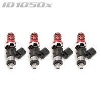 ID1050-XDS Injectors Set of 4, 48mm Length, 11mm Red Adaptor Top, Denso Lower Cushion