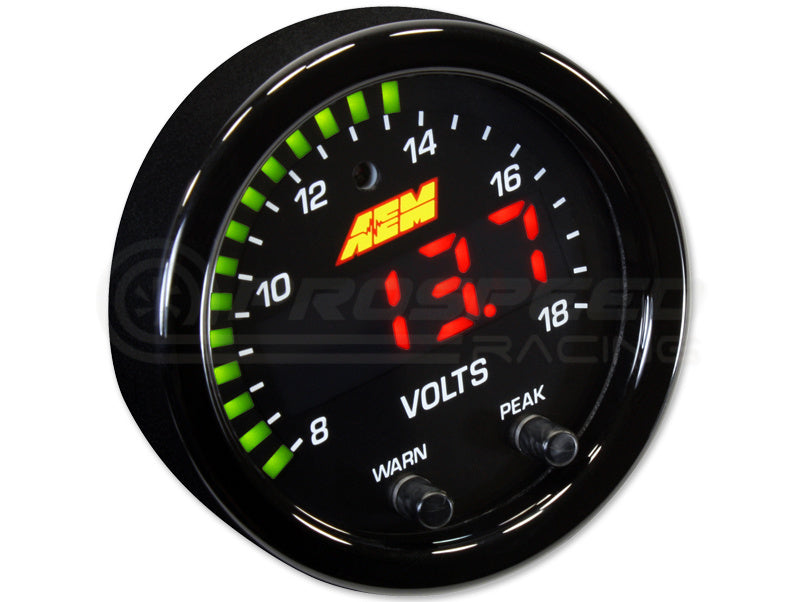 AEM 52mm X-Series Digital Volts Display Gauge 8-18V 30-0303