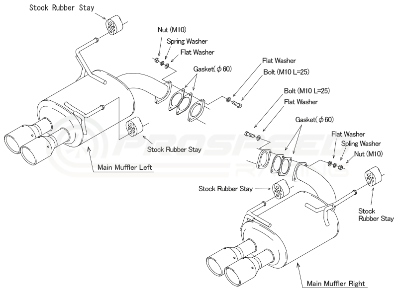 HKW Legamax Premium Axle Back Exhaust Mufflers Only