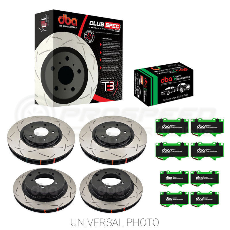 DBA T3 Slotted Front/Rear Rotors w/DBA Street Performance Pads - Hyundai i30N Hatch/Fastback 43146S-