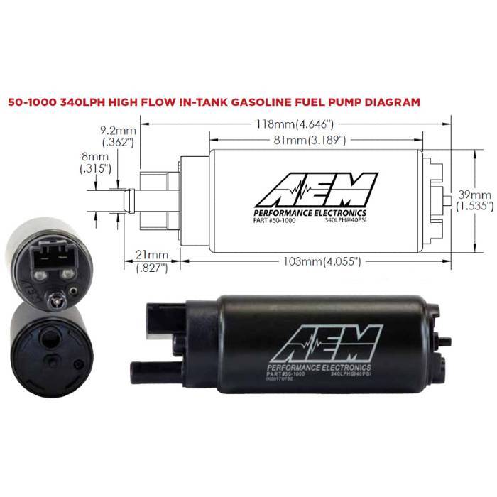 AEM 340LPH High Flow In-Tank Fuel Pump (Offset Inlet)