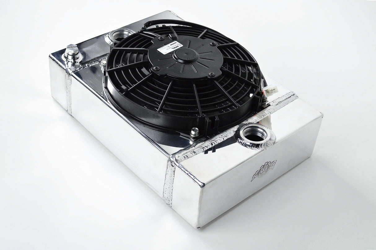 CSF Racing 2-Row 3.5" King Cooler Drag Radiator w/9" Spal Fan - Universal 7065 | Pro Speed Racing