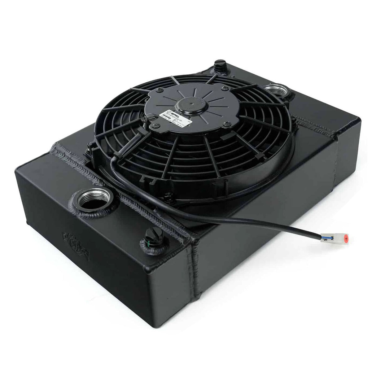 CSF Racing 2-Row 3.5" King Cooler Drag Radiator w/9" Spal Fan Black