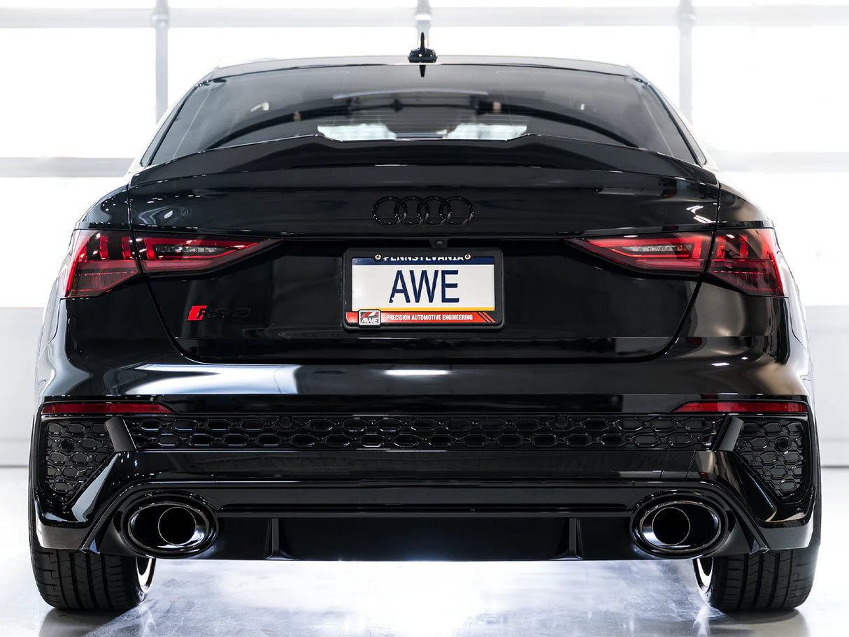 Audi rear photo with AWE Tuning SwitchPath Cat Back Exhaust System