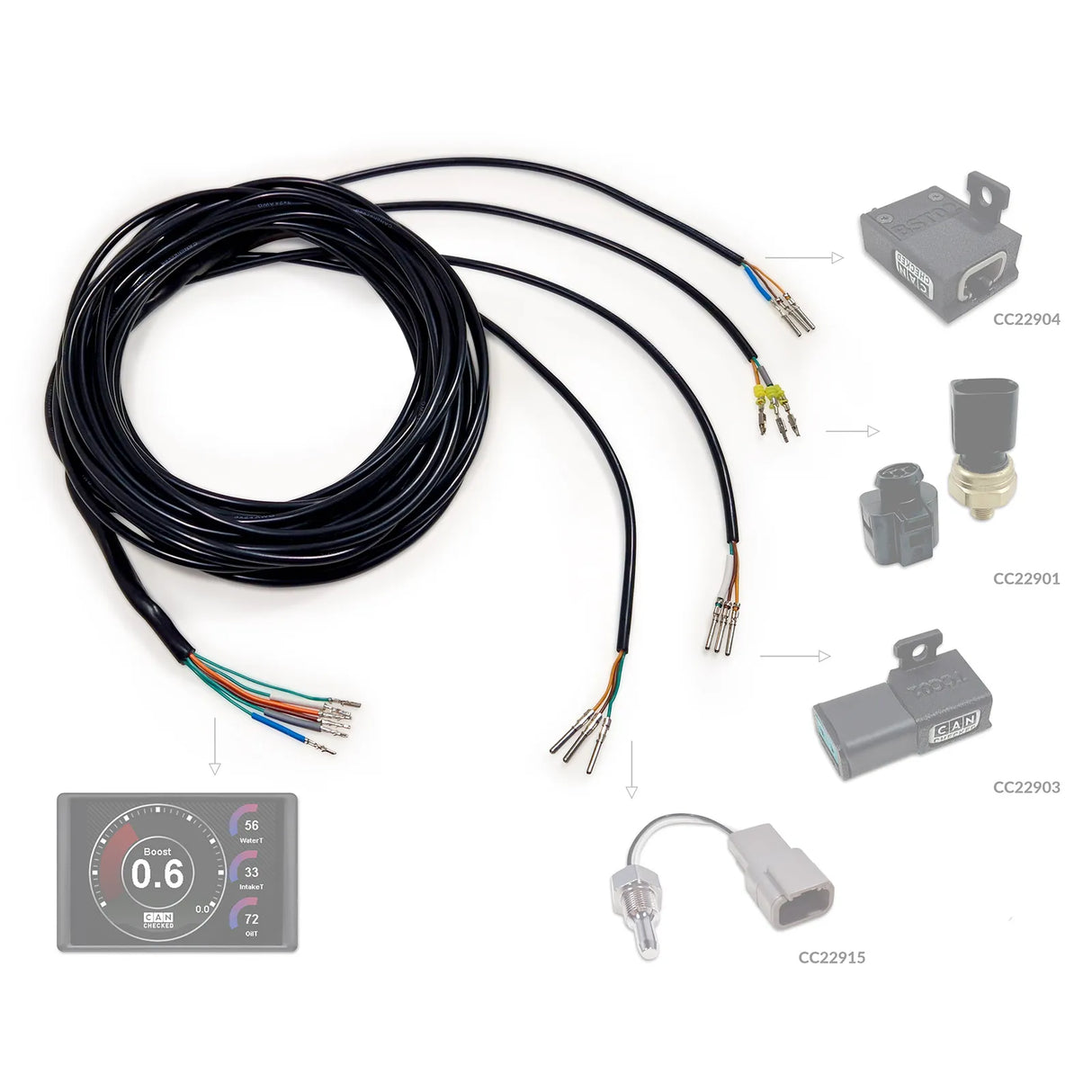 CANchecked ANC04 Universal 4 Way Sensor Wiring Harness