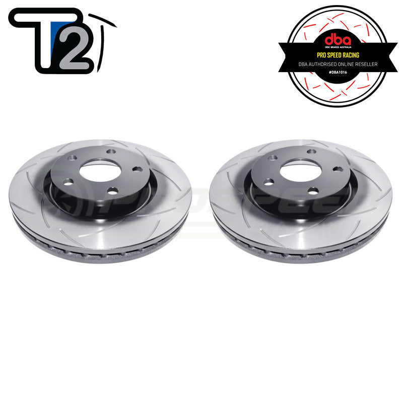 DBA T2 Series Slotted Front Rotors PAIR - Holden Commodore VE/VF (V6) DBA2026S | Pro Speed Racing