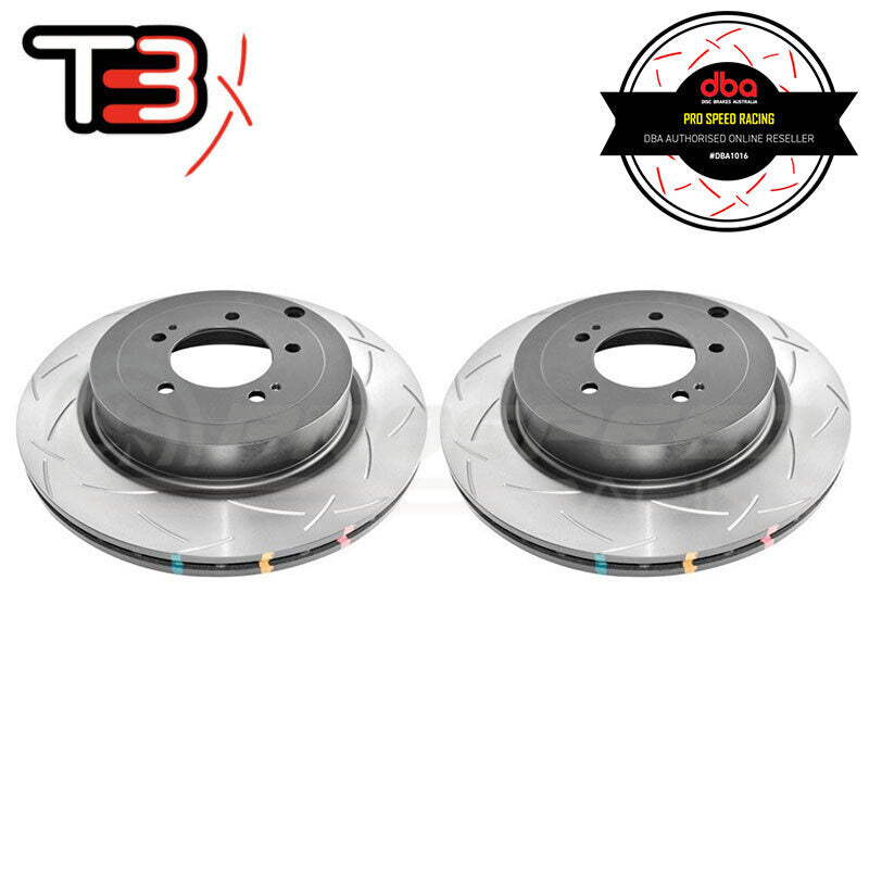 DBA T3 4000 Series Slotted Rear Rotors PAIR - Mitsubishi Evo X (Brembo) DBA42225S | Pro Speed Racing