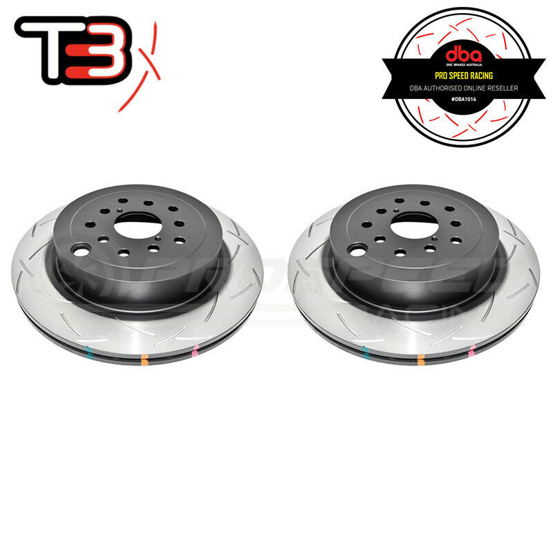 DBA T3 4000 Series Slotted Rear Rotors PAIR - Subaru STI 08-17/BRZ tS 17-19/Toyota 86 GTS Brembo