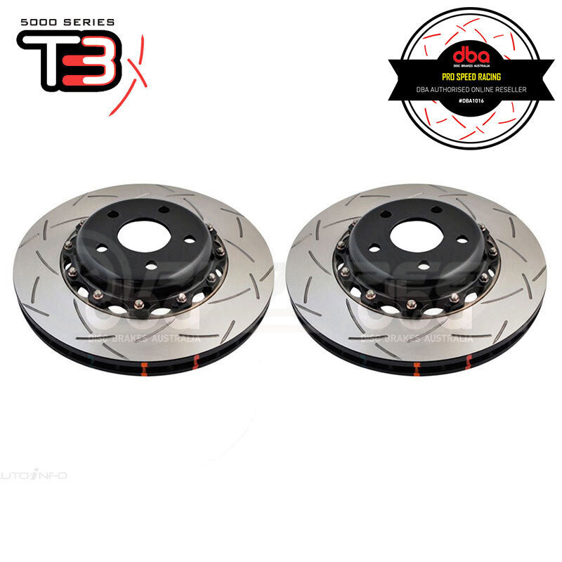 DBA T3 5000 Series 2-Piece Slotted Front Rotors PAIR - Subaru WRX/STI 99-00 DBA5000BLKS | Pro Speed