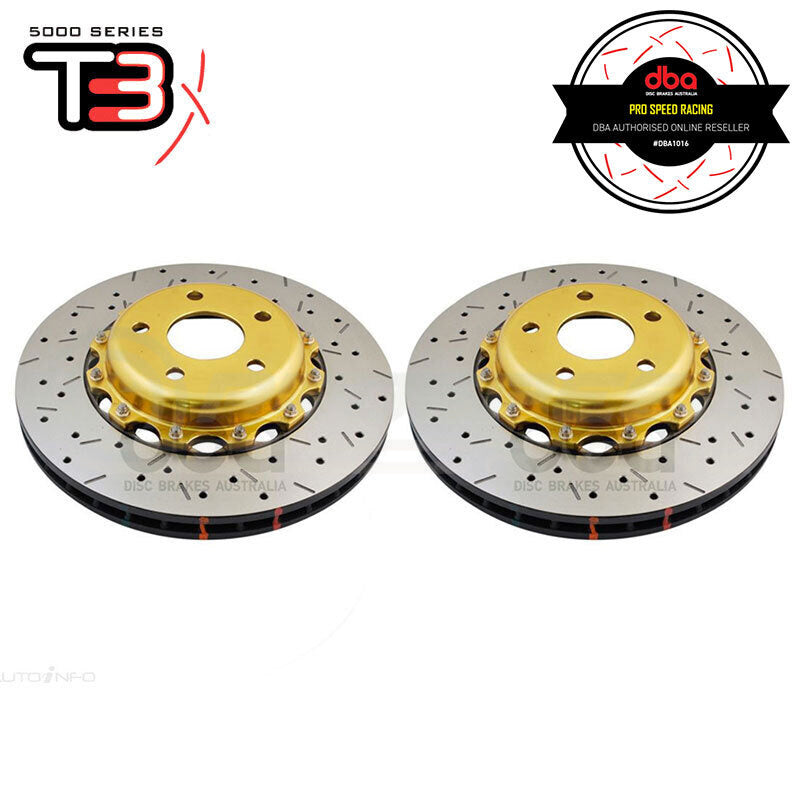 DBA HD 5000XS Gold Series 2-Piece Slotted Front Rotors PAIR - WRX/STI 99-00 DBA5000GLDXS | Pro Speed