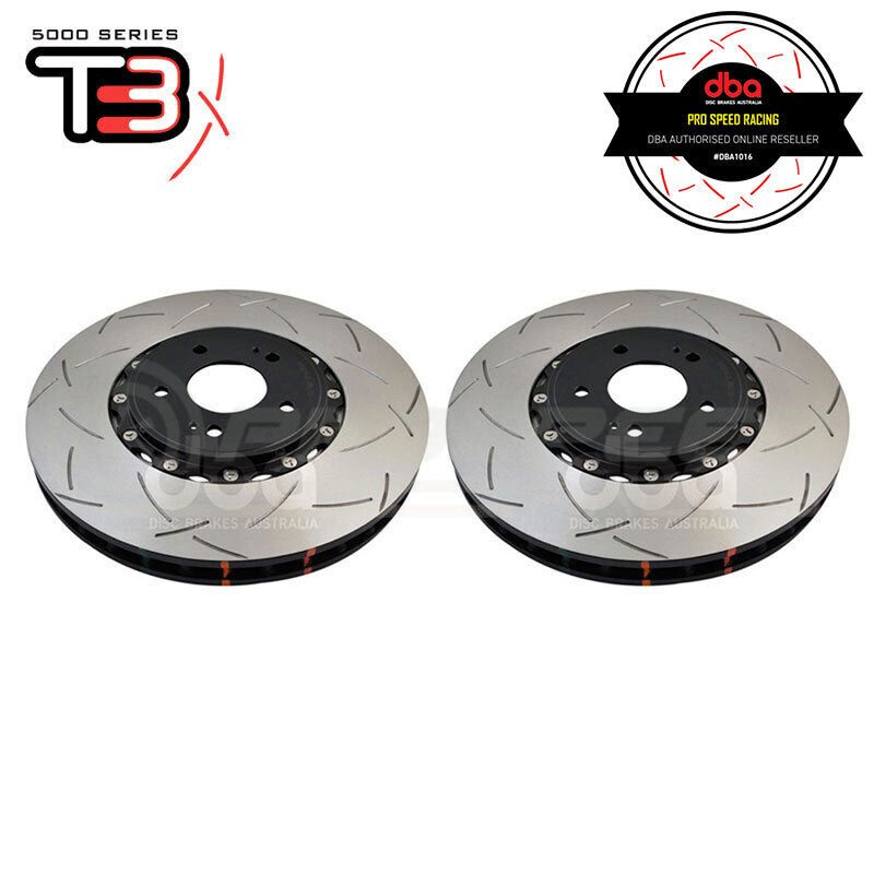DBA T3 5000 Series 2-Piece Slotted Front Rotors PAIR - Mitsubishi Evo X (Brembo) DBA52224BLKS | PSR