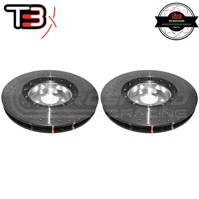 DBA T3 5000XD Series 2-Piece Drilled/Dimpled Front Rotors PAIR - Audi SQ5 8R/A8, S8 D4 DBA52774SLVXD