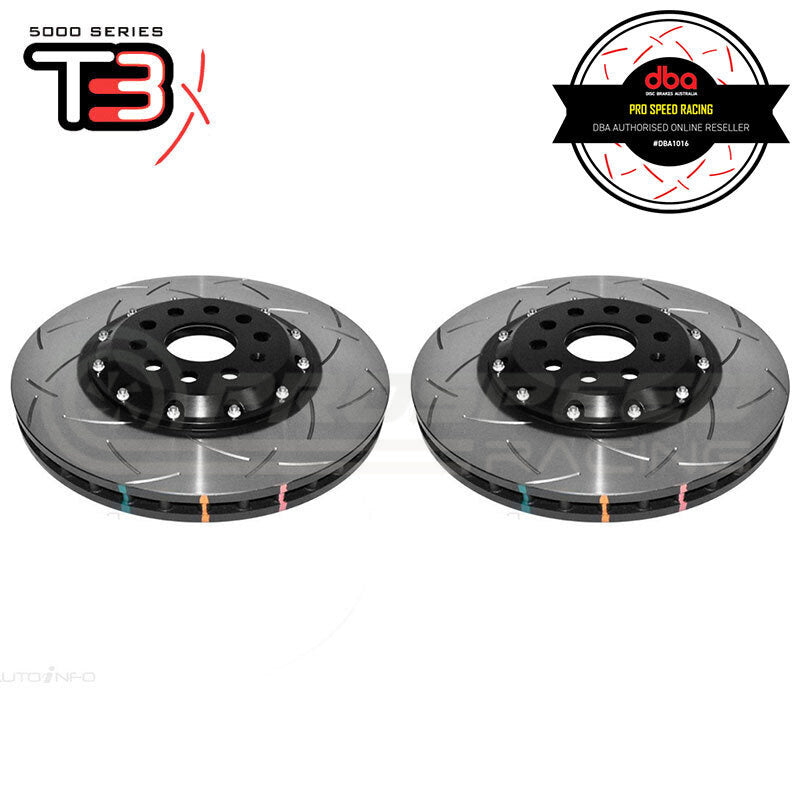 DBA T3 5000 Series 2-Piece Slotted Front Rotors PAIR Golf GTI/R/Passat/Audi A3/S3/TT DBA52830BLKS
