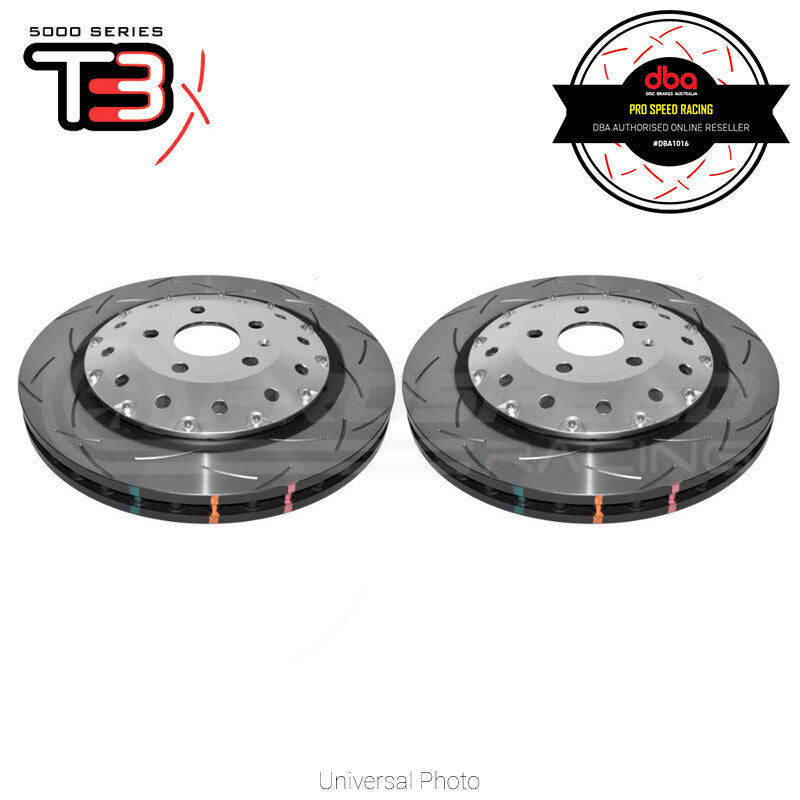DBA 5000 T3 Series 2-Piece Slotted Rotors PAIR Silver Hat - Audi RS Q3 14-ON (Front) DBA52836SLVS