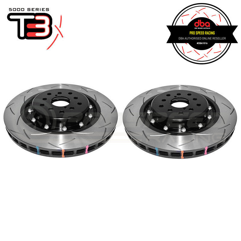 DBA T3 5000 Series 2-Piece Slotted Front Rotors PAIR - STI VAB 18-19 6-Piston Brembo DBA53050BLKS-10