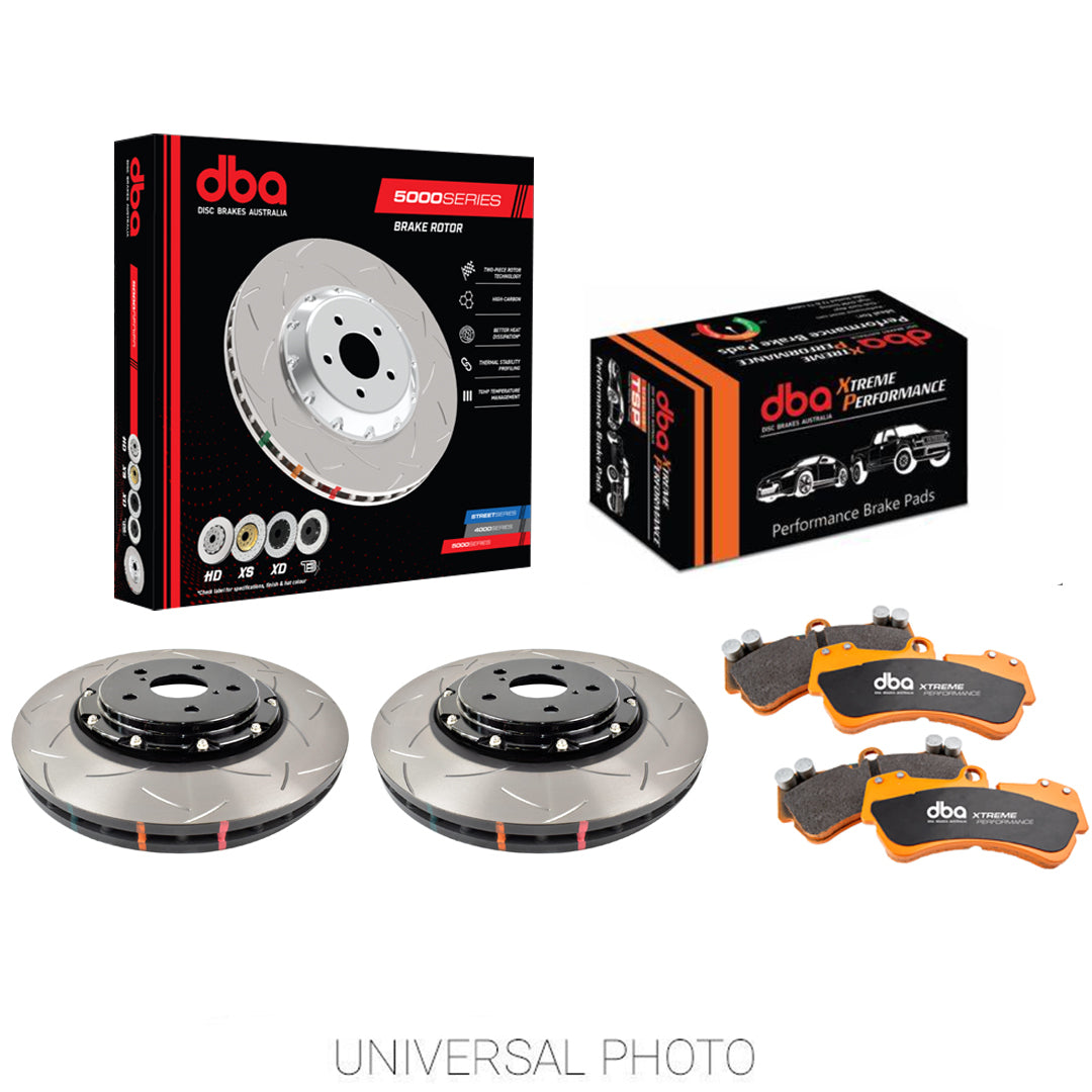 DBA 5000 Series T3 Slotted Front Rotors w/DBA Xtreme Performance Pads - Toyota GR Yaris/GR Corolla