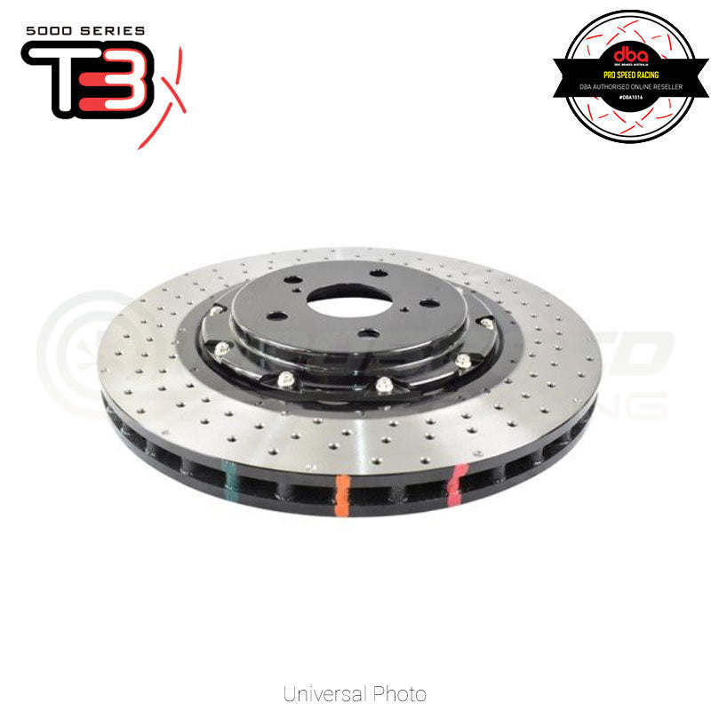 DBA T3 5000 XD 2-Piece Drilled/Dimpled Rotor SINGLE GR Yaris/Corolla XPA16R 356x28mm DBA53922BLKXD