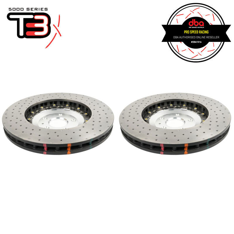 DBA T3 5000 2-Piece Cross Drilled/Dimpled Rotors Silver PAIR