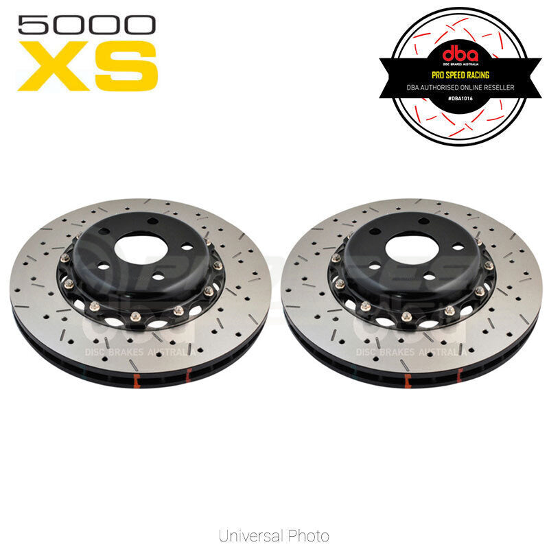 DBA 5000 XS Series 2-Piece Drilled/Slotted Rotors PAIR Black Hat - Ford Tickford AU 00-03 (Front) DB
