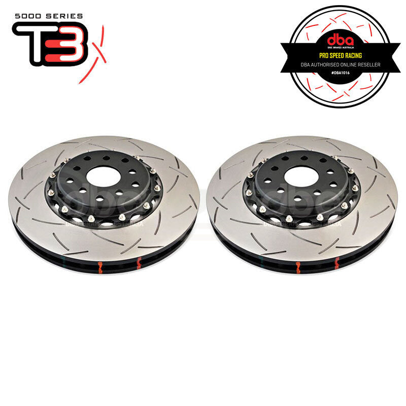 DBA T3 5000 Series 2-Piece Slotted Front Rotors PAIR - STI 01-17/Liberty GT STI/BRZ tS/86 GTS Brembo
