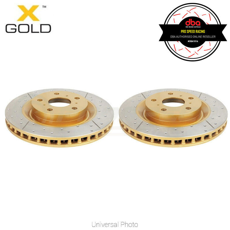 DBA X Gold Series Slotted Front Rotors PAIR - WRX/STI 99-00/WRX 01-07/WRX 09-14/Forester/BRZ/86 GTS
