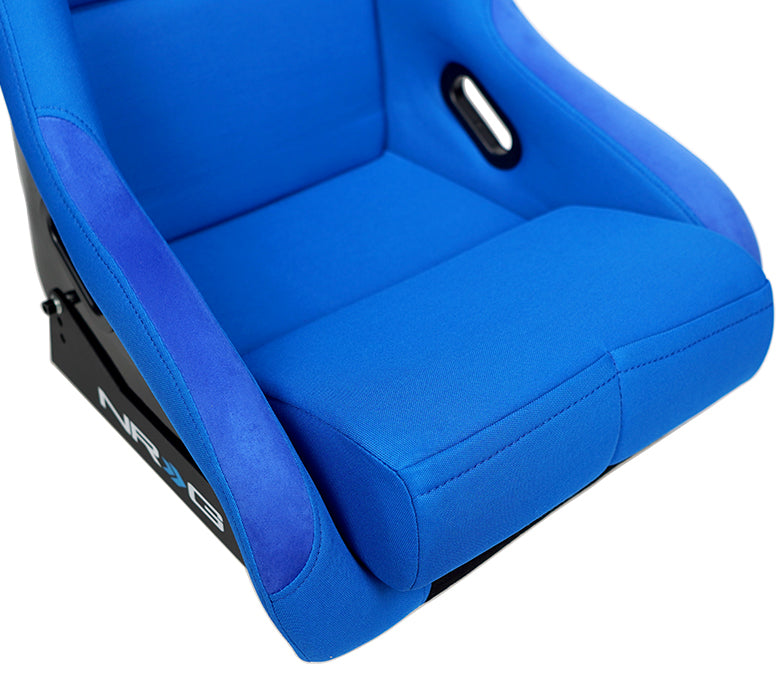 NRG FRP Race Bucket Seat Large - Black Shell/Blue Cloth