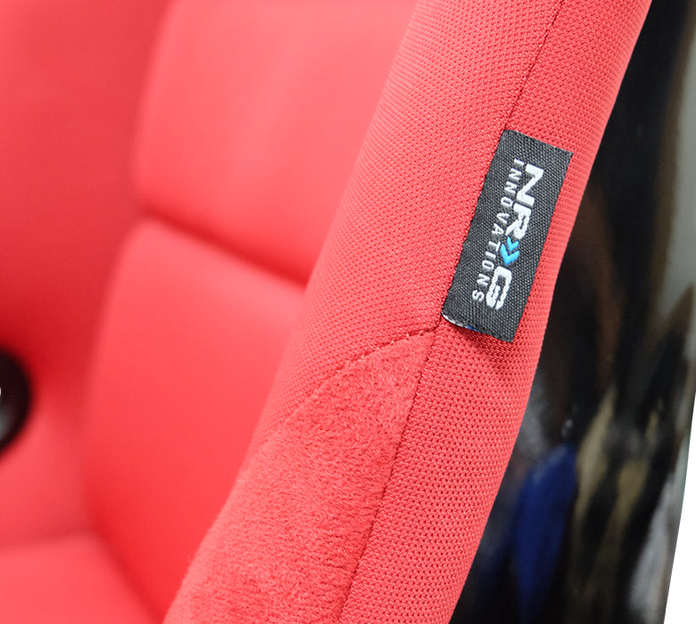 NRG FRP Race Bucket Seat Large - Black Shell/Red Cloth