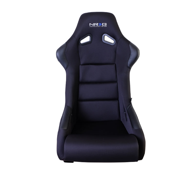 NRG FRP Race Bucket Seat Large - Black Shell/Black Cloth w/Leather Bolsters