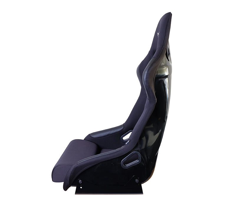 NRG FRP Race Bucket Seat Large - Black Shell/Black Cloth w/Leather Bolsters