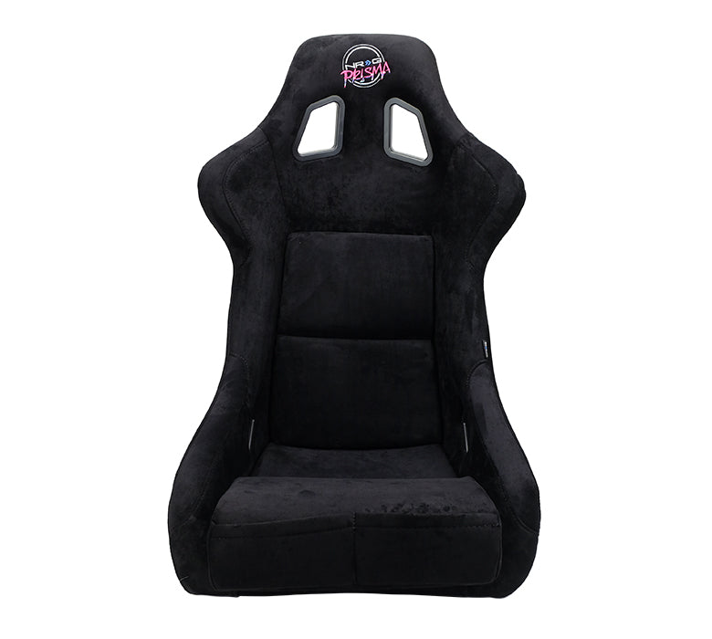 NRG "PRISMA Edition" FRP Race Bucket Seat Large - Black Pearl Shell/Black Alcantara Suede