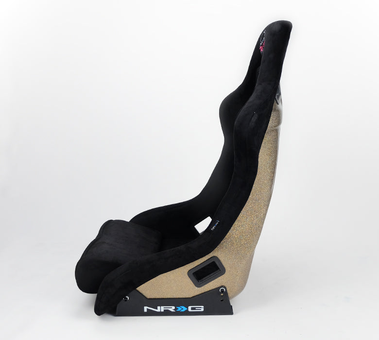 NRG "PRISMA ULTRA Edition" FRP Race Bucket Seat Large - Gold Pearl Shell/Black Alcantara Suede