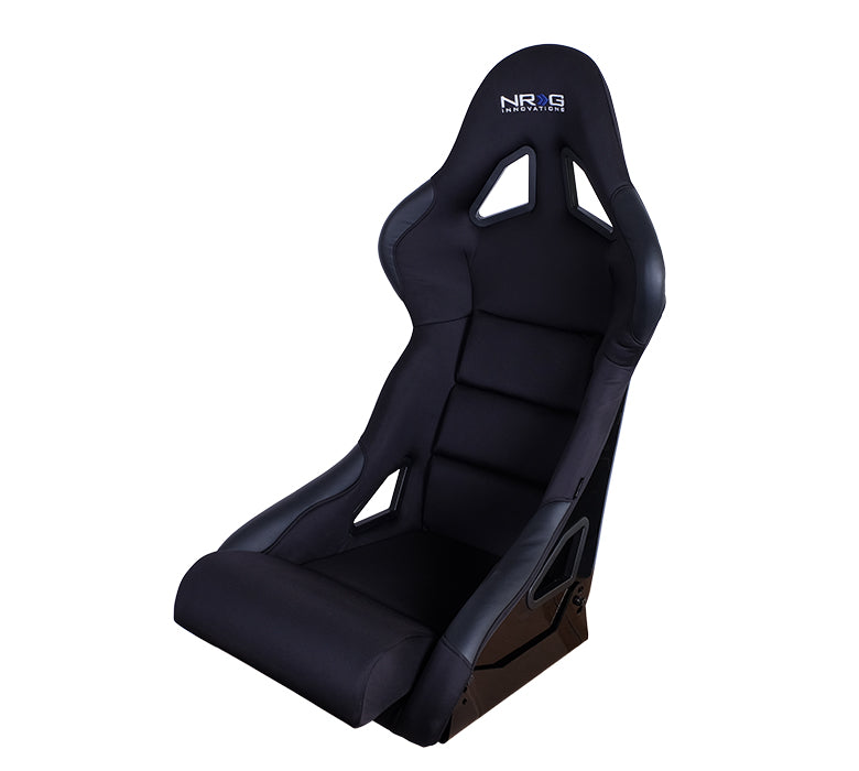 NRG FRP Race Bucket Seat Small - Black Shell/Black Cloth w/Leather Bolsters