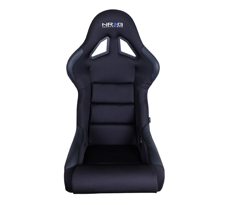 NRG FRP Race Bucket Seat Small - Black Shell/Black Cloth w/Leather Bolsters