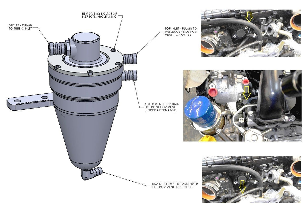 Killer B Air Oil Separator Kit - Subaru WRX, STI 01-07/FXT 03-08
