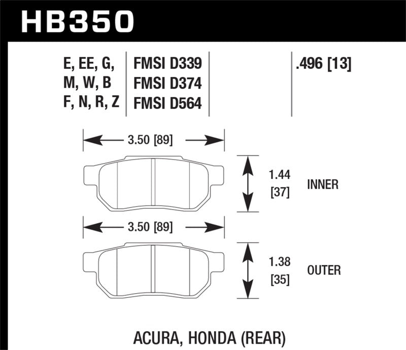 Hawk Performance HP+ Rear Brake Pads