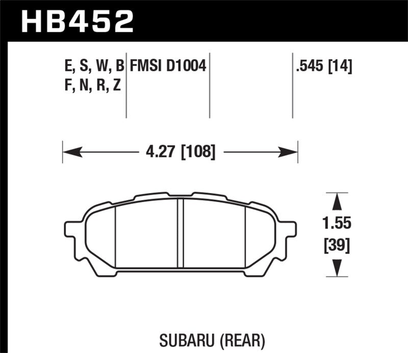 Hawk Performance HP+ Rear Brake Pads