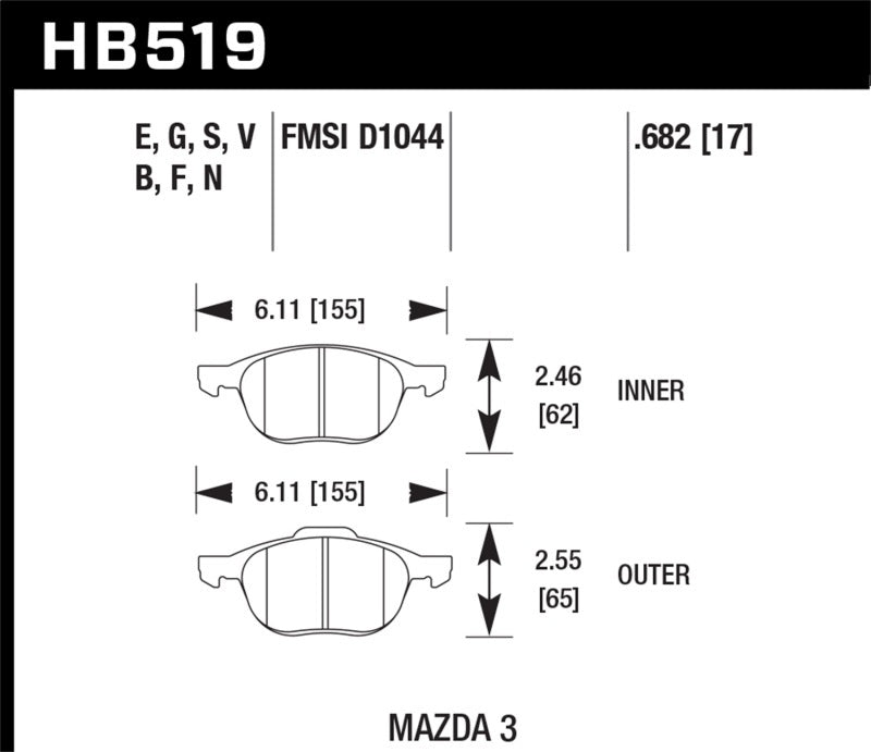Hawk Performance HP+ Front Brake Pads