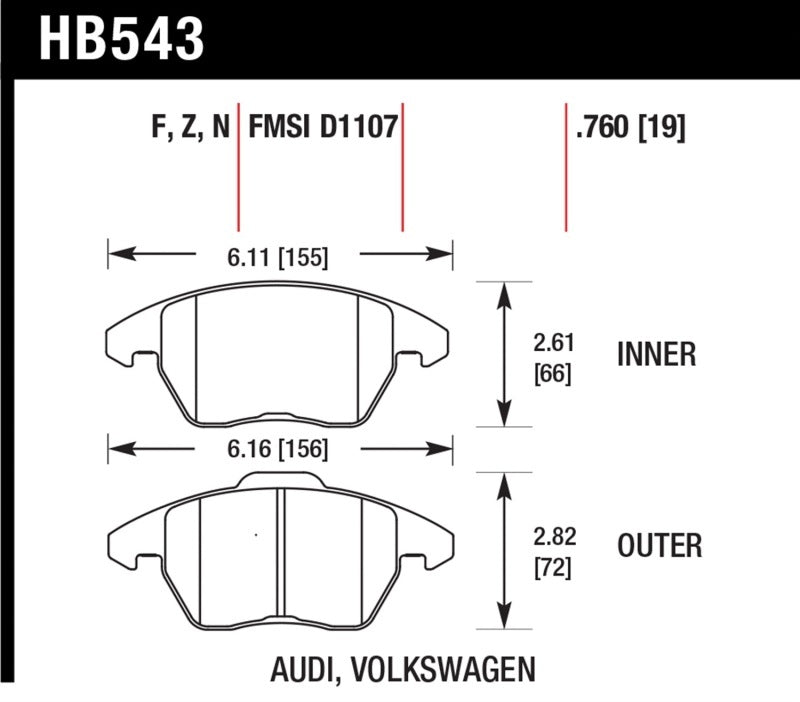 Hawk Performance Ceramic Front Brake Pads