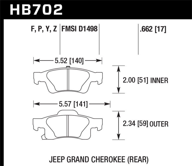 Hawk Performance Ceramic Rear Brake Pads