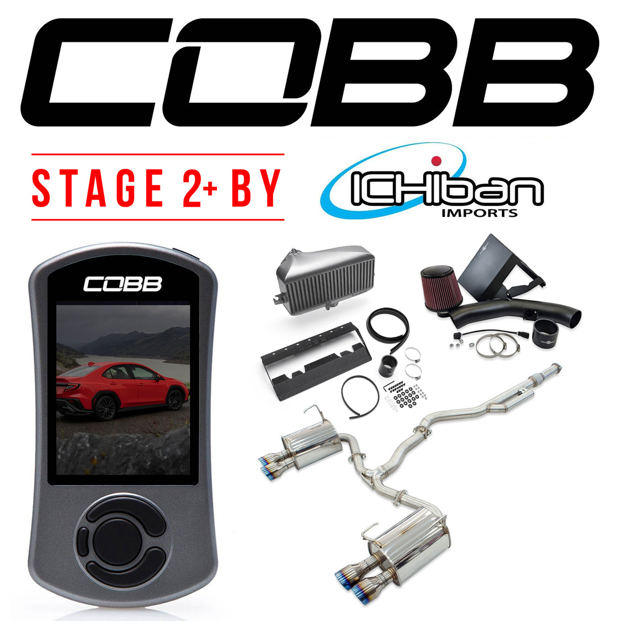 Cobb Stage 2+ by Ichiban w/Accessport, Cobb TMIC, PW Intake, Invidia Q300 Cat Back