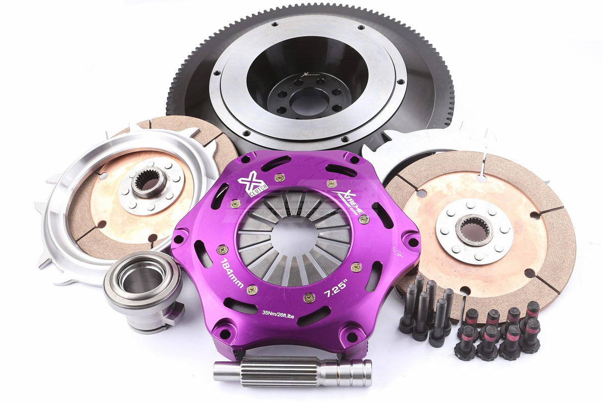 Xtreme 184mm Twin Plate Solid Ceramic Clutch Kit incl. SMF Nissan 350Z/Skyline 350GT VQ35DE 3.5L 02-08 KNI18523-2E