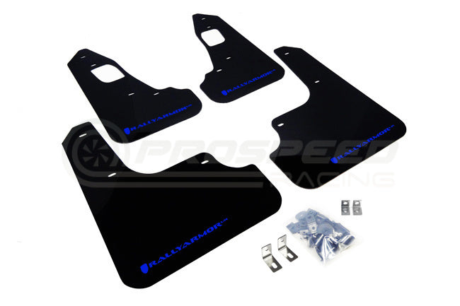 Rally Armor UR Mud Flaps Black/Blue Logo OPEN BOX - Mitsubishi Evo X CZ4A