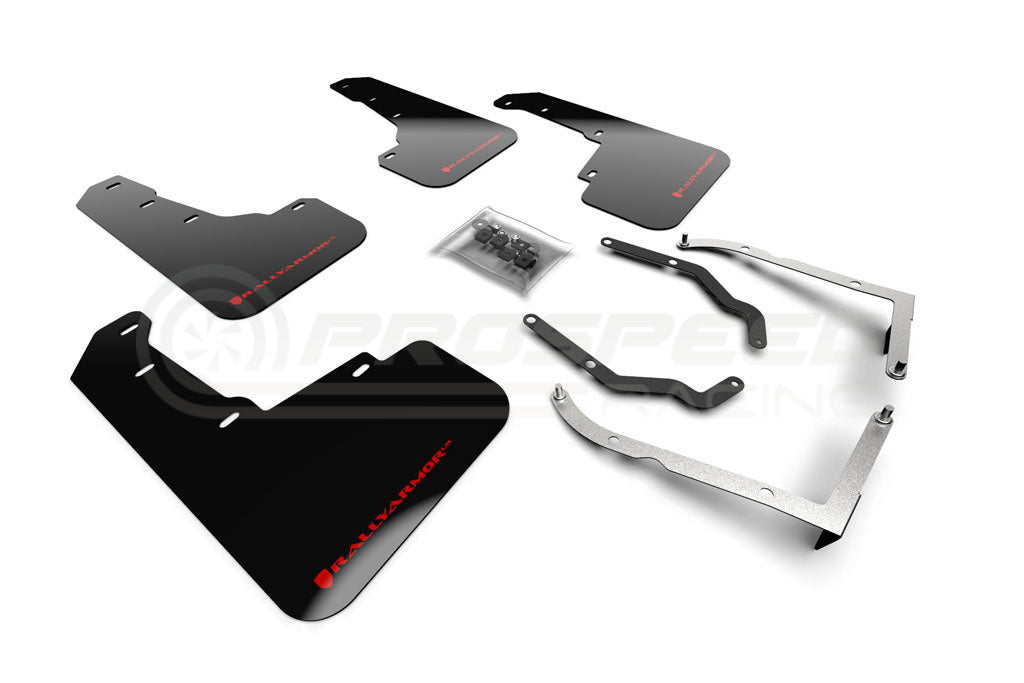 Rally Armor UR Mud Flaps Black w/Red Logo - OPEN BOX