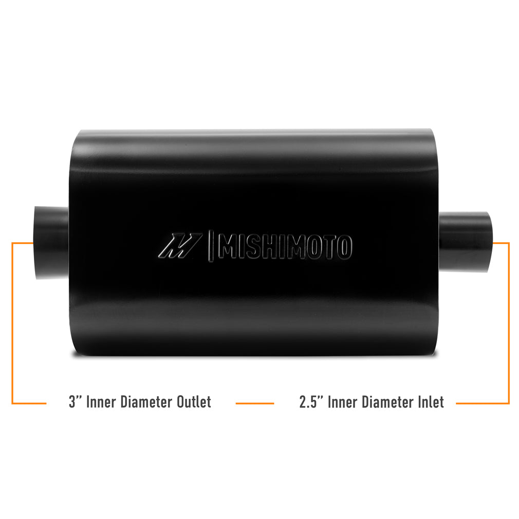 Mishimoto Muffler with 2.5" Center Inlet/Outlet, Angled Tip - Black