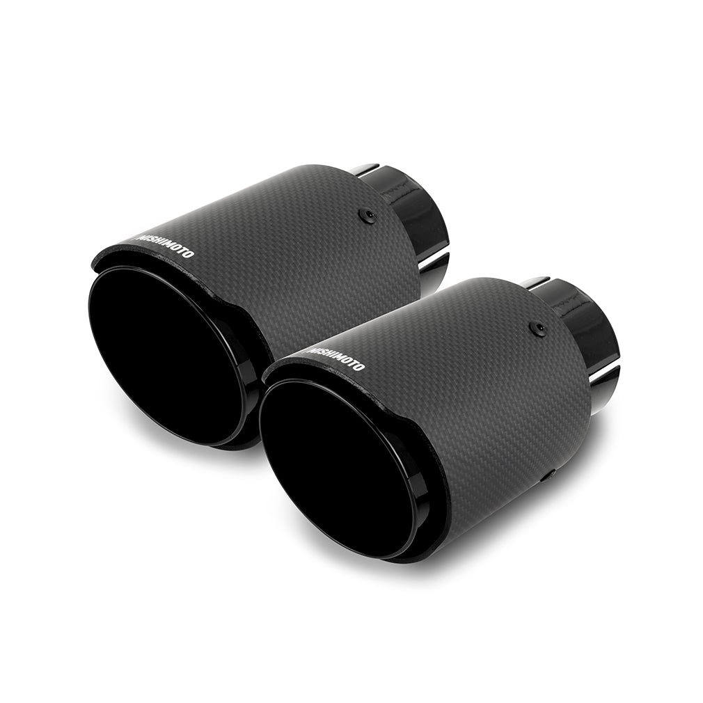 Mishimoto 2x Carbon Fiber Muffler Tip, 2.5" Inlet, 3.5" Outlet - Black