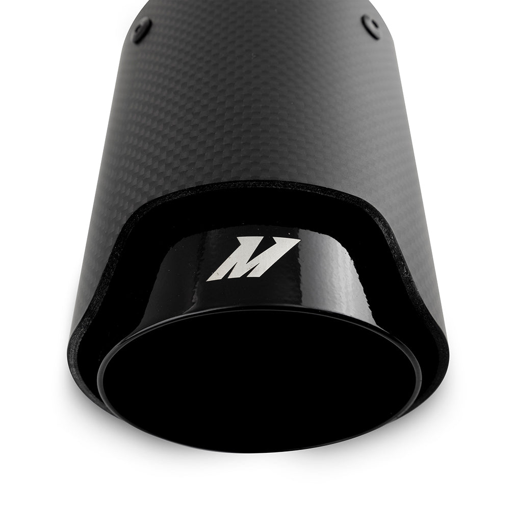 Mishimoto Carbon Fiber Muffler Tip, 2.5" Inlet, 3.5" Outlet - Black w/ M Logo