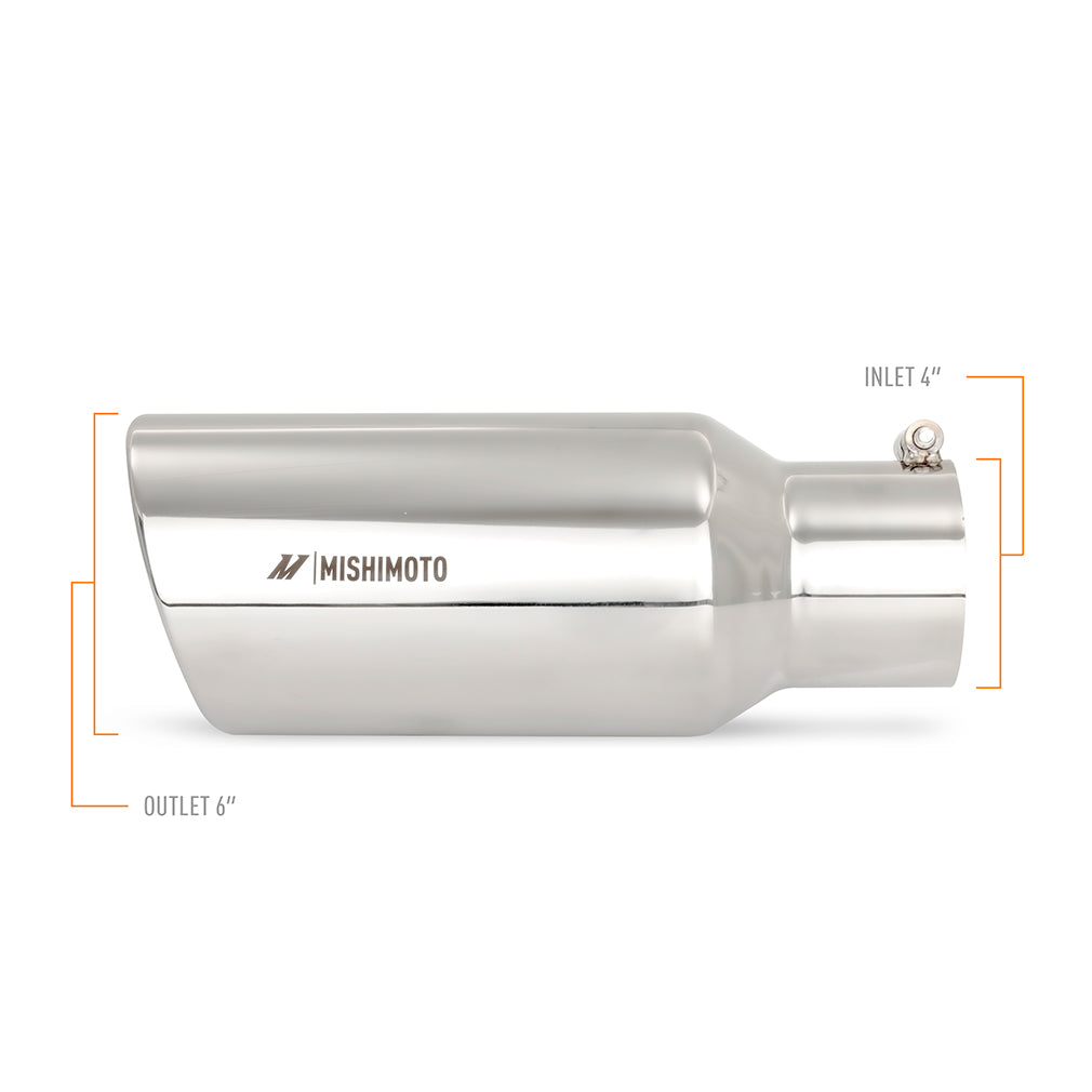 Mishimoto Universal Steel Muffler Tip, 4" Inlet, 6" Outlet - Polished w/ M Logo
