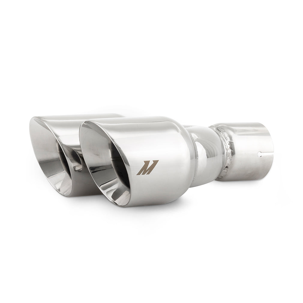 Mishimoto Dual Offset Tips, 2.5" Inlet, 3" Outlet, Slash Cut
