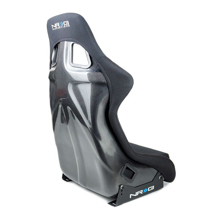 NRG Carbon Fibre/FRP Race Bucket Seat Large - Black Carbon Shell/Black Cloth