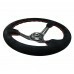 NRG Reinforced 350mm Sport 3" Deep Dish Steering Wheel - Black Slot Spoke/Black Suede/Red Stitch